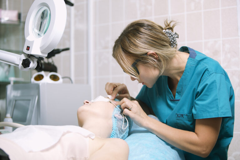 nurse treating a patient