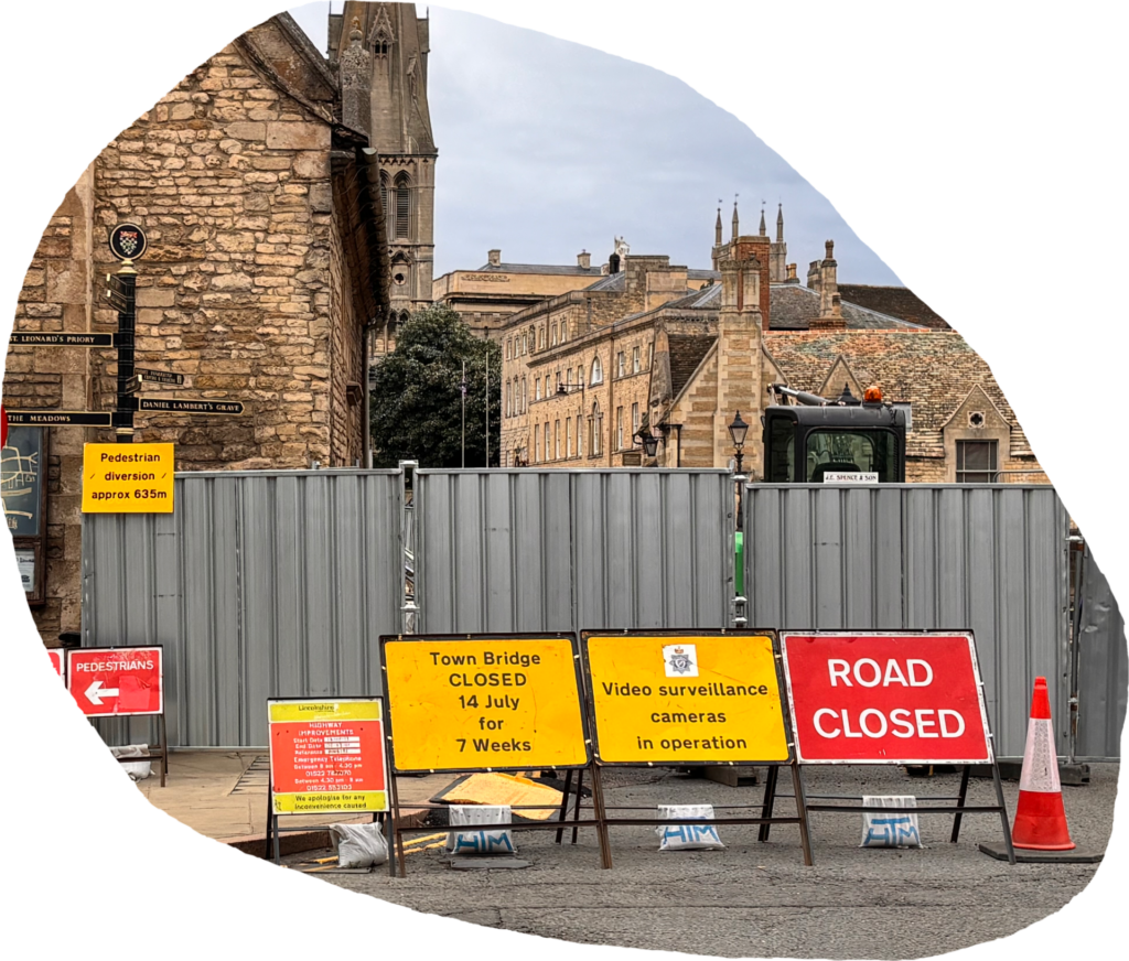 business interruption due to road closed to town centre shopping